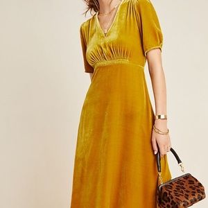 KACHEL X ANTHROPOLOGIE SONRISE GOLD VELVET DRESS 8